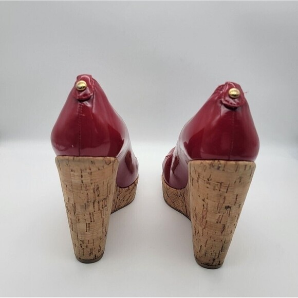 STUART WEITZMAN Corkswoon Patent Wedge Pump Pimento Size 8 Medium - Picture 9 of 11